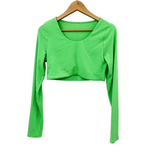 Alo Green Long Sleeve Crop Top - Picture 2 of 6